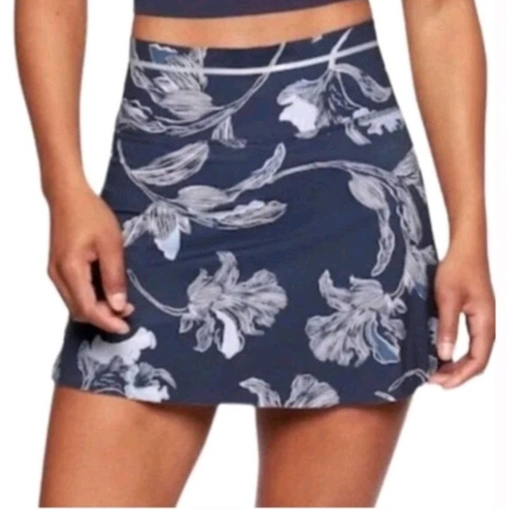 Athleta Sonic Skirt Skort Blue Floral Tennis Pickleball Golf Reflective Size XS